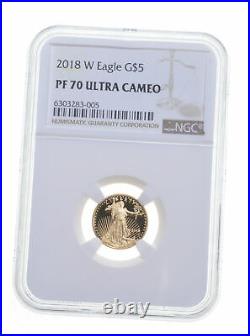 PF70 UCAM 2018-W $5 American Gold Eagle Graded NGC 6002