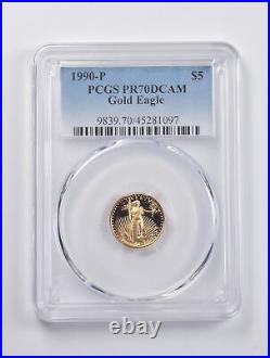 PR70 DCAM 1990-P $5 American Gold Eagle 1/10 Oz. 999 Fine Gold PCGS 3061