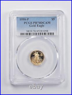 PR70 DCAM 1990-P $5 American Gold Eagle 1/10 Oz. 999 Fine Gold PCGS 3062