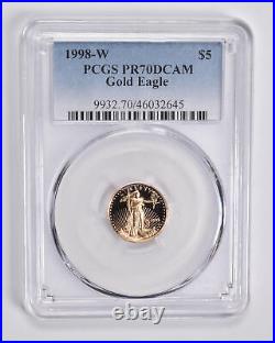 PR70 DCAM 1998-W $5 American Gold Eagle 1/10 Oz. 999 Fine Gold PCGS 4221