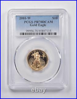 PR70 DCAM 2001-W $10 American Gold Eagle 1/4 Oz. 999 Fine Gold PCGS 3925