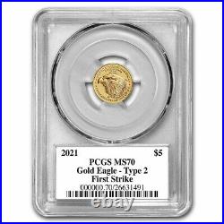 Pre-Sale 2021 1/10 oz American Gold Eagle MS-70 PCGS (FS, Black, Type 2)