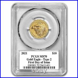 Pre-Sale 2021 1/4 oz American Gold Eagle MS-70 PCGS (FDI, Black, Type 2)