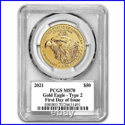 Pre-Sale 2021 1 oz Gold Eagle MS-70 PCGS (FDI, Black Label, Type 2)