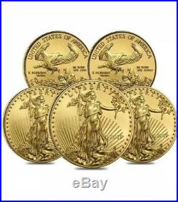 Pre Sale Lot Of 5 1/10 oz Gold American Eagle $5 Coin