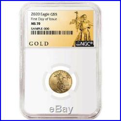 Presale 2020 $5 American Gold Eagle 1/10 oz. NGC MS70 FDI ALS Label