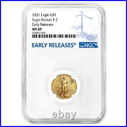 Presale 2021 $5 Type 2 American Gold Eagle 1/10 oz. NGC MS69 ER Blue Label