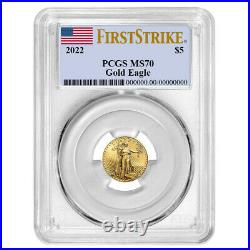 Presale 2022 $5 American Gold Eagle 1/10 oz PCGS MS70 FS Flag Label