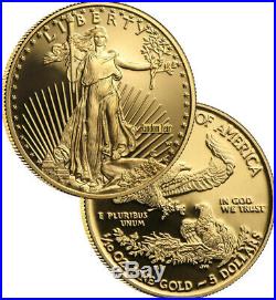 Random Year $5 1/10th oz Proof Gold American Eagle Box & COA