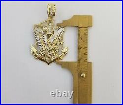 Real 10k Yellow Gold American Eagle Anchor Pendant 2 inches Charm