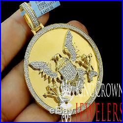 Real Diamond Medallion Seal of President American Eagle Pendant 10K Gold Finish