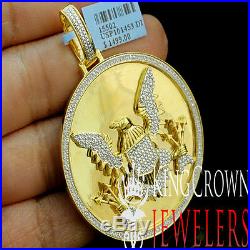 Real Diamond Medallion Seal of President American Eagle Pendant 10K Gold Finish