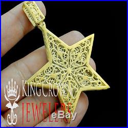 Real Yellow Gold Sterling Silver Lab Diamond American Eagle Bird Star Pendant