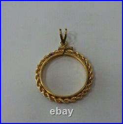 Rope Bezel Pendant For 1/4oz American Eagle Coin! 14k Yellow Gold