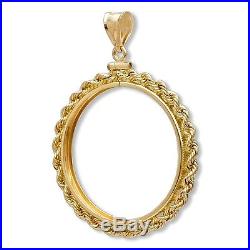 SOLID 14K GOLD SCREW TOP ROPE COIN BEZEL for the 1/2 Oz American Eagle Gold Coin