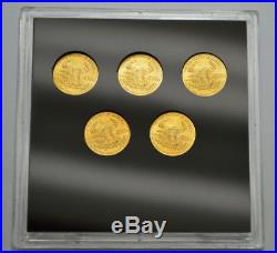 Set Of 5 2005 Solid Gold American Eagle Coins 1/10 Oz Coins Us Gold Vault $5