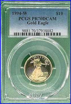 Set of 4 1994-W American Gold Eagles PCGS PR70DCAM Deep Cameo Eagle Proofs