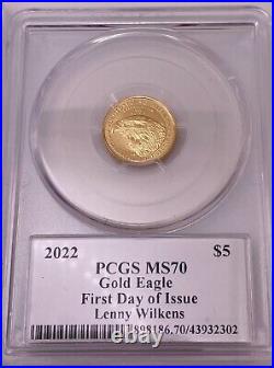 Set of 4 2022 $5 Gold Eagles PCGS PSA Legends of Life MS70 First Day of Issue