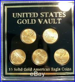 Set of 5 United States solid gold american eagle coins NIB