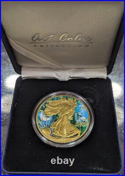 Silver American Eagle Gold Glided and Coloured