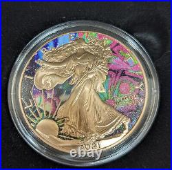Silver American Eagle Rose Gold Glided and Coloured
