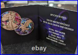 Silver American Eagle Rose Gold Glided and Coloured