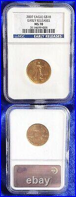 USA 2007 Gold American Eagle $10 Early Release NGC MS 70 1/4 oz si727