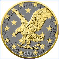 USA 2024 $1 American Eagle Golden Ring 1 oz Silver Coin