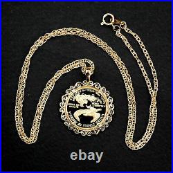 US 1989 1/10 oz Gold American Eagle Gem BU Unc Proof Coin 14K Gold Necklace NEW