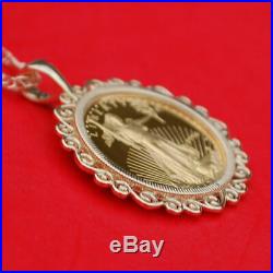 US 1996 1/10 oz Gold American Eagle Gem BU Unc Proof Coin 14K Gold Necklace NEW