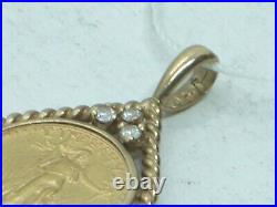 United States 1/10th American Eagle Coin 1986 MCMLXXXVI 14K Gold Diamond Pendant