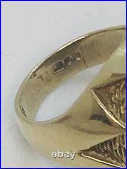 Vintage 9CT Gold American Eagle Oval Signet Ring UK J. 5, US 4.75, Europe 49 8.3g