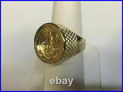 Vintage Men's 20 mm Coin Ring with American Eagle 14K Yellow Gold Finish
